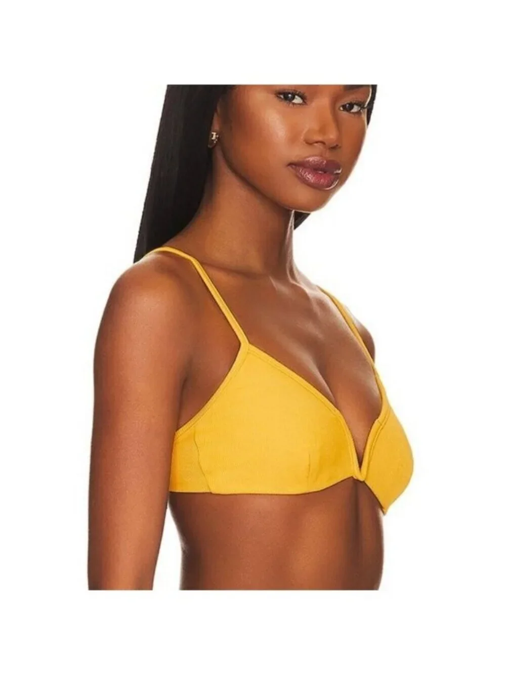 🌻NEW w.tags L*Space Helena Sunshine Gold Ribbed Bikini Top Size S | $99 Retail